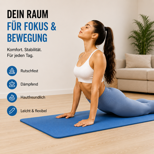 FitLuna Pilates-Matte – rutschfeste Trainingsmatte 173x61x4cm