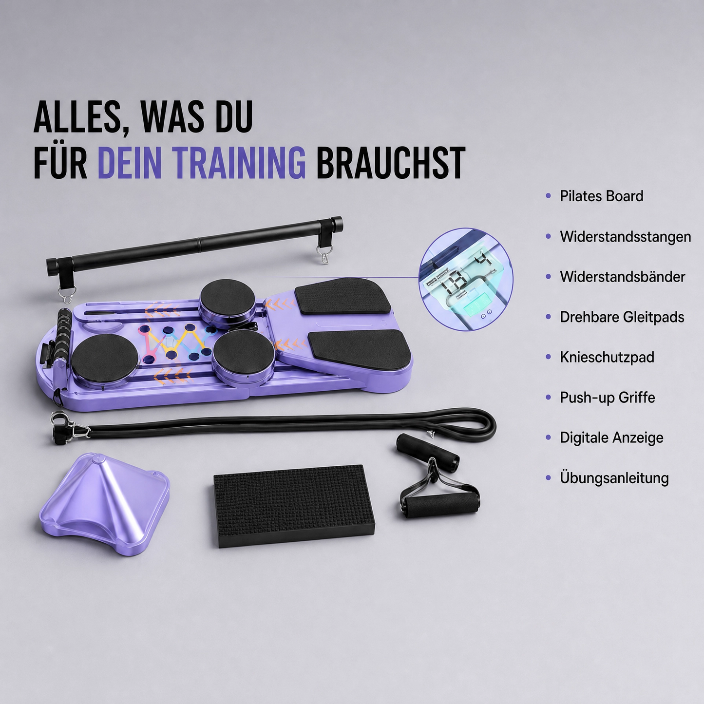 FitLuna Pilates-Bord mit Zubehör-Set